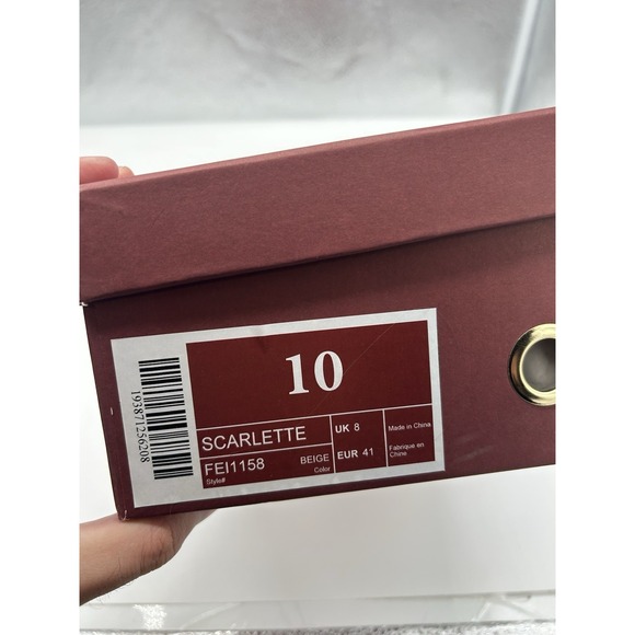 New Torgeis Scarlette Faux‎ Leather Triangle Heel Slip On Sandal Beige Size 10 - Picture 9 of 9